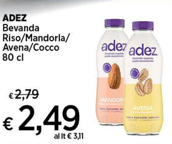 Coop ADEZ Bevanda Riso/Mandorla/ Avena/Cocco 80 cl offerta