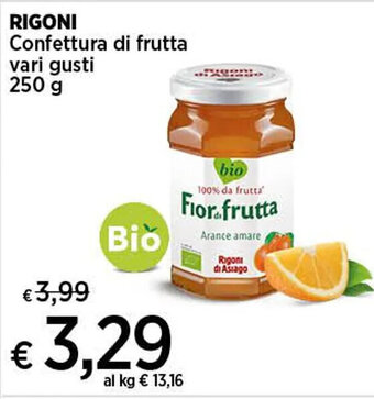 Coop RIGONI Confettura di frutta vari gusti 250 g offerta