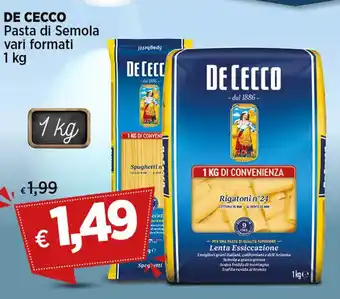 Coop DE CECCO Pasta di Semola vari formati 1 kg offerta