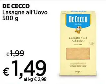 Coop DE CECCO Lasagne all'Uovo 500 g offerta