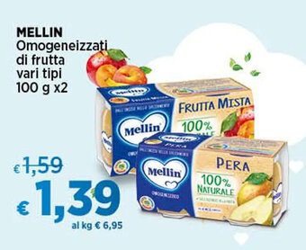 Coop MELLIN Omogeneizzati di frutta vari tipi 100 g x2 offerta
