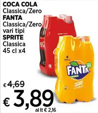 Coop COCA COLA Classica/Zero FANTA Classica/Zero vari tipi SPRITE Classica 45 cl x4 offerta
