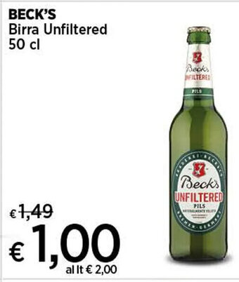 Coop BECK'S Birra Unfiltered 50 cl offerta