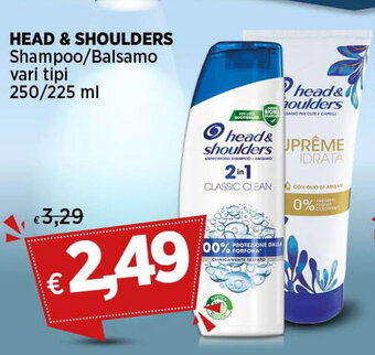 Coop HEAD & SHOULDERS Shampoo/Balsamo vari tipi 250/225 ml offerta