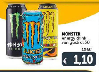 Deco Maxistore MONSTER energy drink vari gusti cl 50 offerta