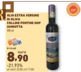 Conad OLIO EXTRA VERGINE DI OLIVA COLLINE PONTINE DOP IANNOTTA 500 ml offerta