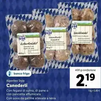 Lidl Alpen fest Style Canederli offerta