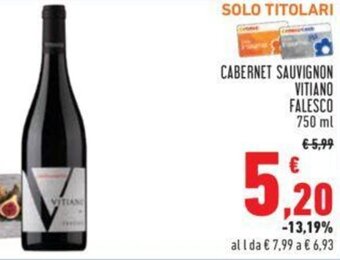 Conad CABERNET SAUVIGNON VITIANO FALESCO 750 ml offerta