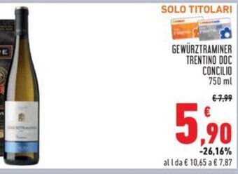 Conad GEWÜRZTRAMINER TRENTINO DOC CONCILIO 750 ml offerta