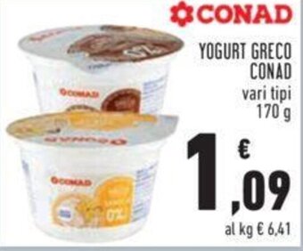 Conad YOGURT GRECO CONAD vari tipi 170 g offerta