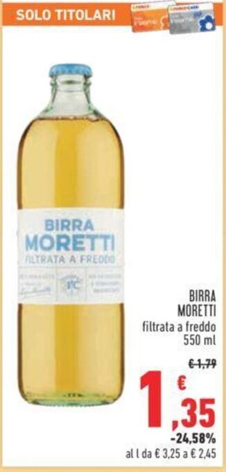Conad BIRRA MORETTI filtrata a freddo 550 ml offerta