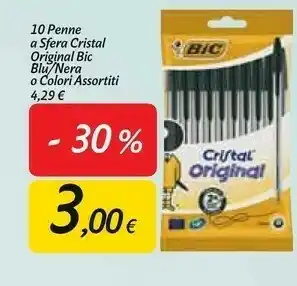 Carrefour Market Bic Penne A Sfera Cristal Soft Nera 10 Pezzi offerta