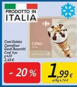 Carrefour - Cono Spagnola Variegato All'Amarena Con Ciliegia Candita 420 G(ml)
