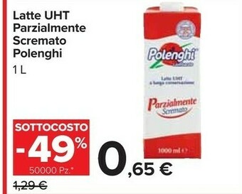 Carrefour Market Polenghi Latte UHT Parzialmente Scremato 1000 G(ml) offerta