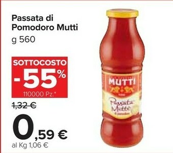 Carrefour Market Mutti Passata Di Pomodoro 560 G(ml) offerta