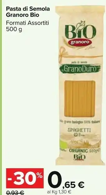 Carrefour Market Granoro Bio Pasta Di Semola offerta