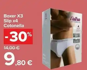 Carrefour Market Boxer X3 Slip X4 Cotonella offerta