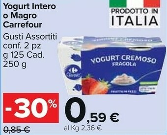 Carrefour Market Carrefour - Yogurt Magro Con Fragole 250 G(ml) offerta
