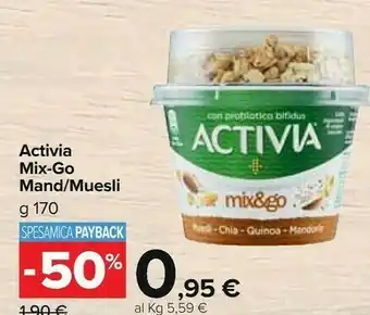 Carrefour Market Activia - Mix & Go Muesli Chia Quinoa Mandorle Con Probiotico Bifidus 170 G(ml) offerta