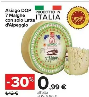 Carrefour Asiago Dop 7 Malghe Con Solo Latte D'alpeggio offerta
