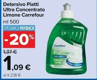 Carrefour Carrefour Detersivo Piatti Ultra Concentrato Limone offerta