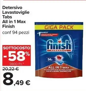 Carrefour Finish Detersivo Lavastoviglie Tabs offerta