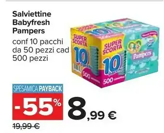 Carrefour Pampers Salviettine Babyfresh 500 Pezzi offerta