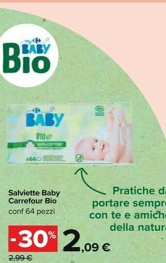 Carrefour Carrefour Salviette Baby Bio offerta