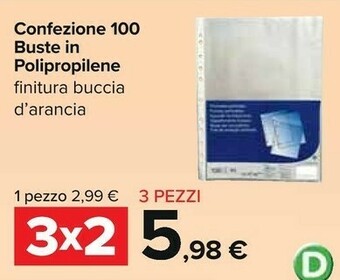 Carrefour Confezione 100 Buste In Polipropilene offerta