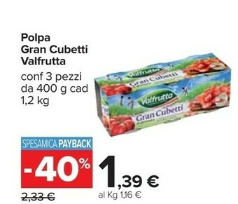Carrefour Valfrutta Gran Cubetti Di Giornata 400 G(ml) offerta