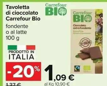Carrefour Carrefour Tavoletta Di Cioccolato Bio Fondente/ Al Latte 100 G offerta