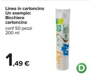 Carrefour Linea In Cartoncino Bicchiere Cartoncino offerta