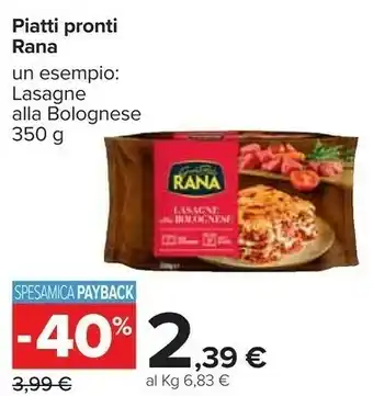 Carrefour Rana Lasagne Alla Bolognese 350 G(ml) offerta