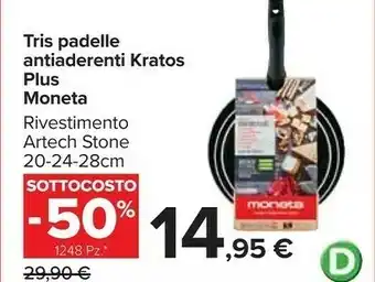 Carrefour Market Moneta Tris Padelle Antiaderenti offerta
