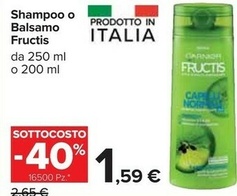 Carrefour Garnier Fructis 3600541966062 Shampoo Per Capelli Donna 250 Ml offerta