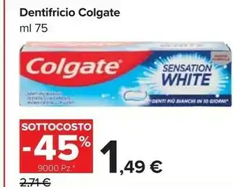 Carrefour Colgate Sensation White Dentifricio 75 Ml offerta