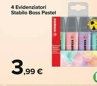 Carrefour Stabilo 4 Evidenziatori Boss Pastel offerta