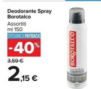 Carrefour Market Borotalco Deodorante Spray offerta