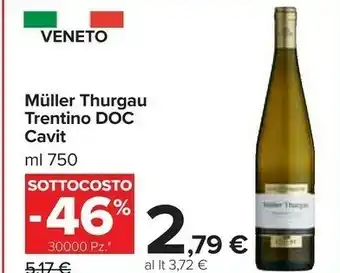 Carrefour Market Cavit Muller Thurgau Trentino DOC offerta