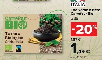 Carrefour Market Carrefour Bio - Tè Verde Biologico 35 G(ml) offerta