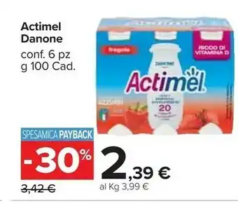 Carrefour Market Danone Danone - Actimel Fragola 600 g(ml) offerta