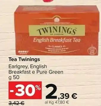 Carrefour Twinings Tea Englisjh Breakfast E Pure Green offerta
