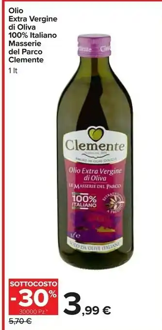Carrefour Clemente Olio Extravergine Di Oliva Le Masserie Del Parco 1000 G(ml) offerta
