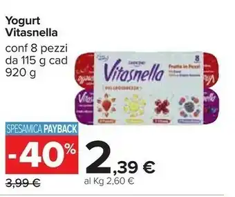Carrefour Danone Vitasnella Yogurt Alla Fragola 115 offerta