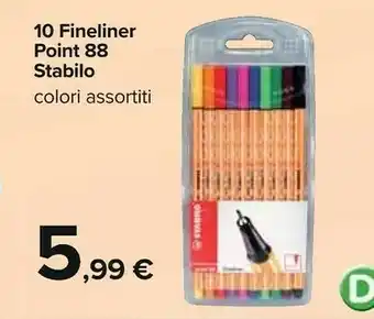 Carrefour Stabilo 10 Fineliner Point 88 offerta