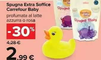 Carrefour Carrefour Spugna Extra Soffice Baby Profumata Al Latte Azzurra/ Rosa offerta