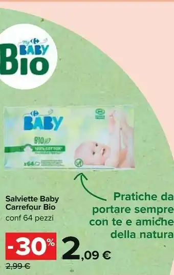 Carrefour Carrefour Salviette Baby Bio offerta