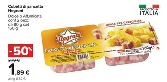 Carrefour Negroni Pancetta Affumicata Cubetti 160 G(ml) offerta