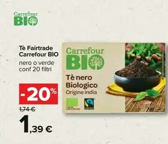 Carrefour Carrefour - Te Nero Biologico 20 Filtri offerta