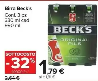Carrefour Becks Beck's Birra 990 Ml offerta